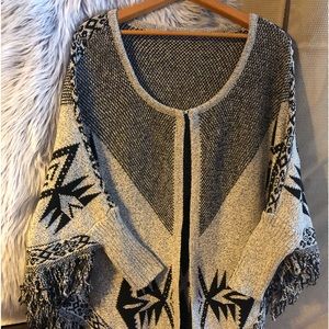 Sweater Shawl with Fringe